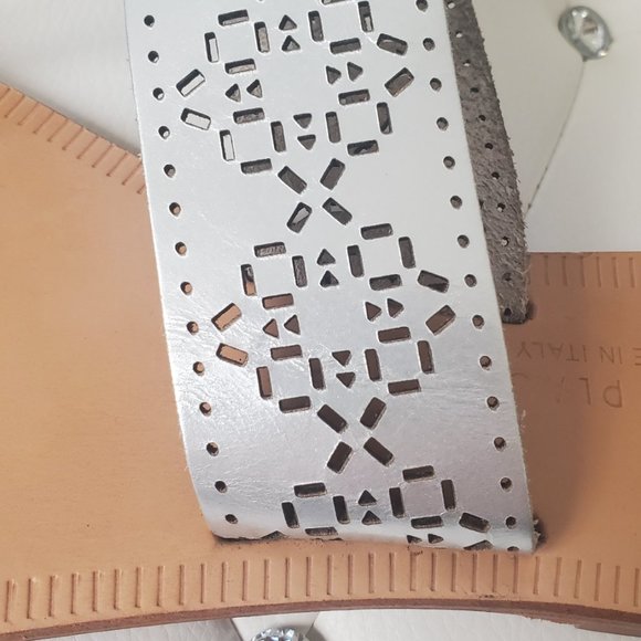 100% Leather Silver Sandals - Made in ITALY "Joie a La Plage" - Picture 3 of 8